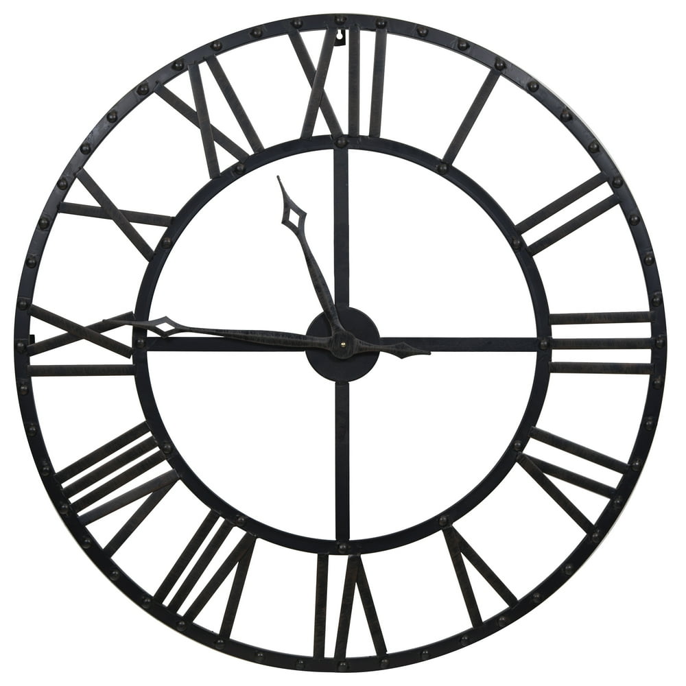 Gallery Solutions Oversized Black and Bronze Metal Wall Clock Walmart