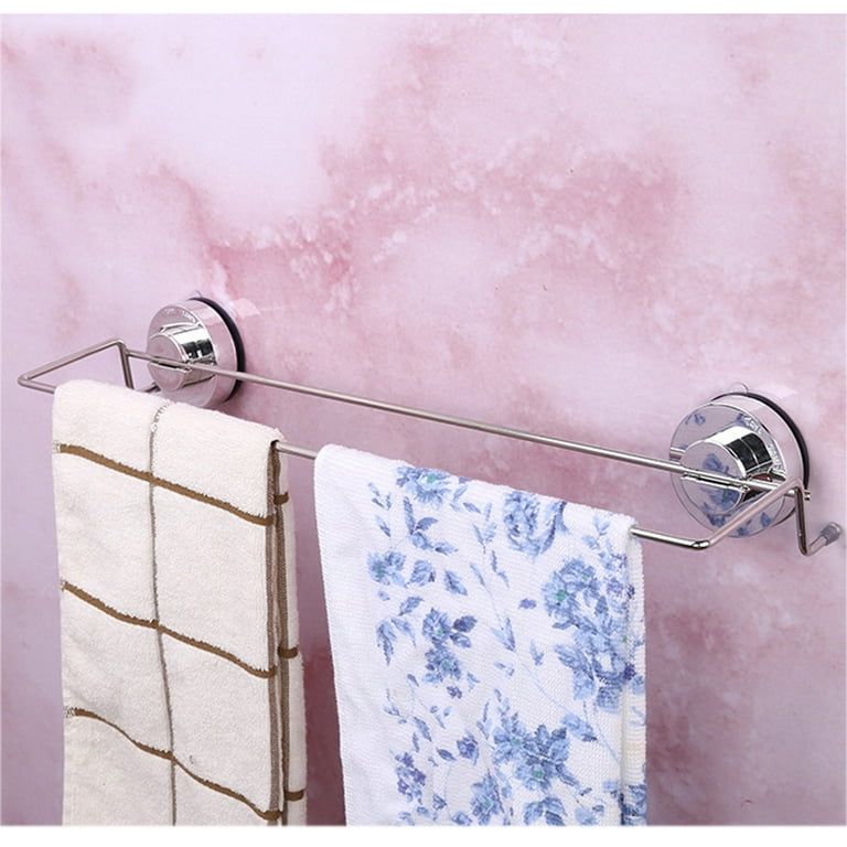 Tinksky Suction Cup Stainless Steel Bathroom Double Pole Towel