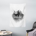 thumbnail image 1 of Charleston Tapestry, Smoky Style City Skyline Simplistic Illustration Modern Graphic Design, Wall Hanging for Bedroom Living Room Dorm Decor, 40W X 60L Inches, Charcoal Grey White, by Ambesonne, 1 of 2