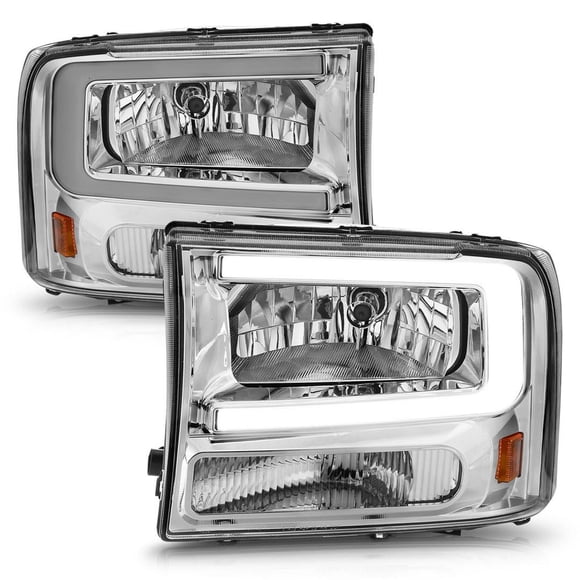 ANZO USA Headlight Assembly 111550 Crystal Clear Lens With Amber Safety Reflector; Chrome Housing; Set Of 2