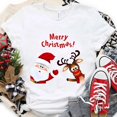 thumbnail image 2 of Camiseta de Feliz Navidad para mujer, Tops con estampado de renos de Papá Noel, ropa informal estilo Hip Hop, pantalón corto informal, camiseta de manga, ropa femenina, 2 of 5