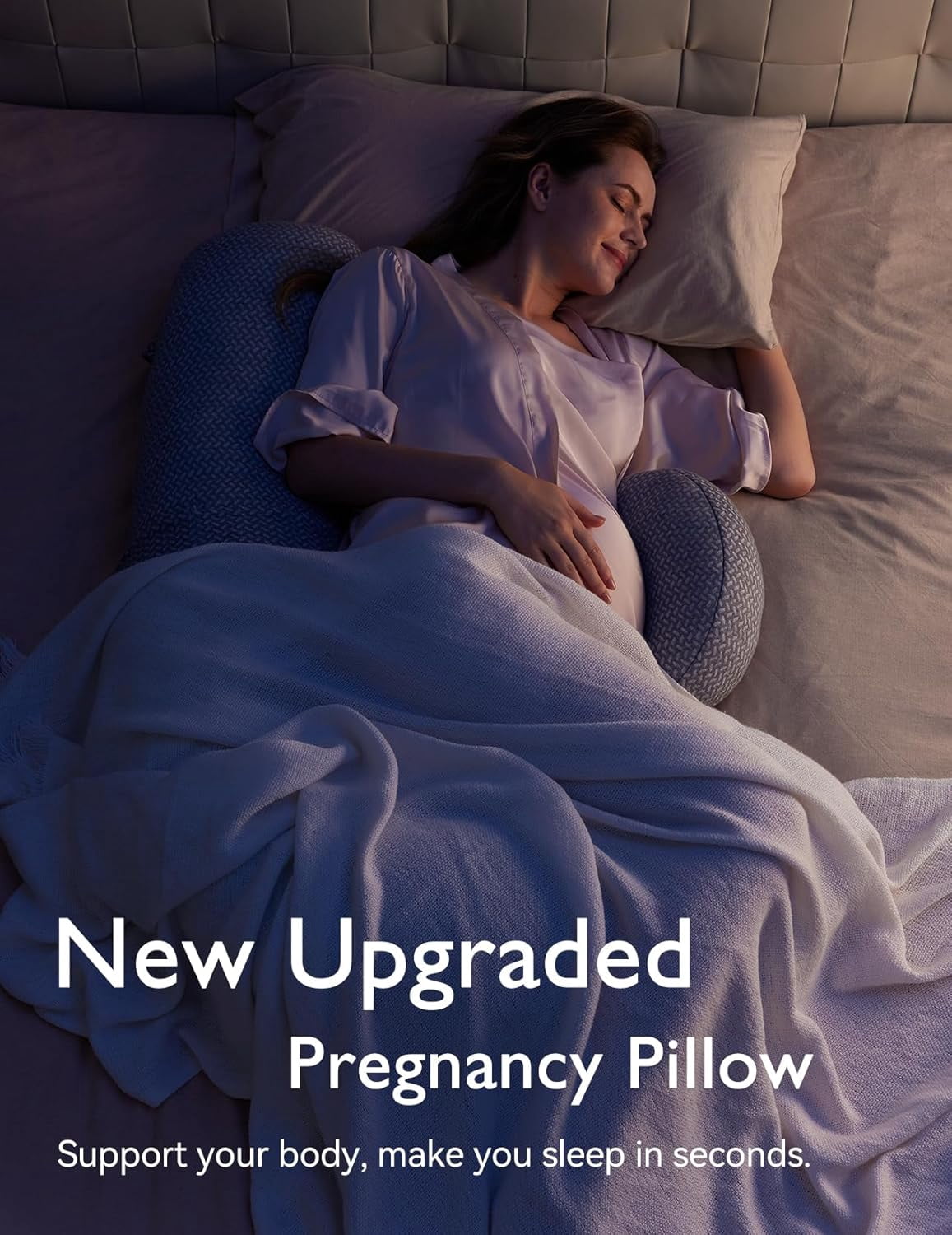 Pregnancy Pillow,Original F Shaped Maternity Pillow for Pregnant Women with Adjustable Wedge Pillow, Full Body Support Pregnancy Pillows for Side Sleeping with Velvet Cover, Light Grey