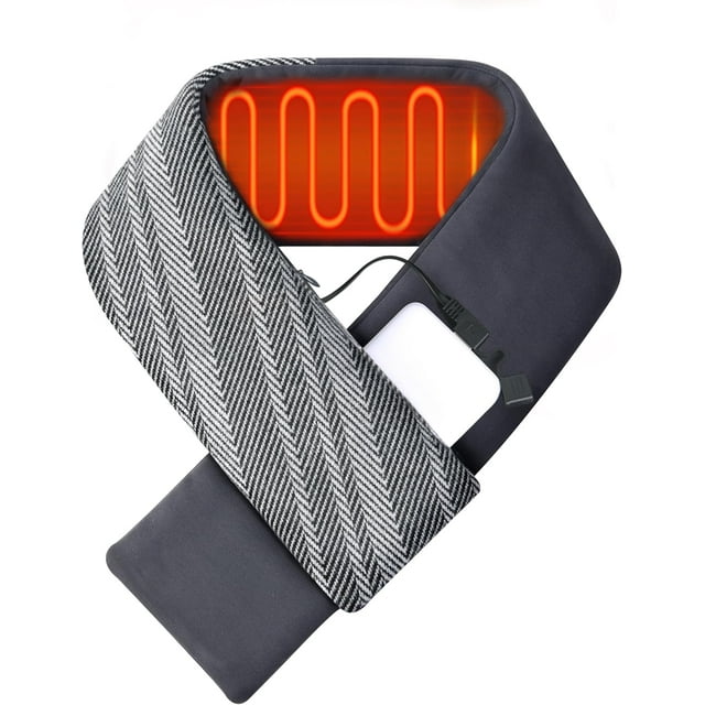 Heated Neck Wrap with 5000 mAh Power Bank, Cordless Heating Pad for Neck, Soft Heated Scarf Warmer for Pain Relief, Muscle Relaxation, Portable Rechargeable Heating Pad (Grey)