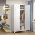thumbnail image 5 of Polup 71" H Adult Metal Armoire Wardrobe Closet with Hanging Rod, Adjustable Shelves, White, 5 of 8