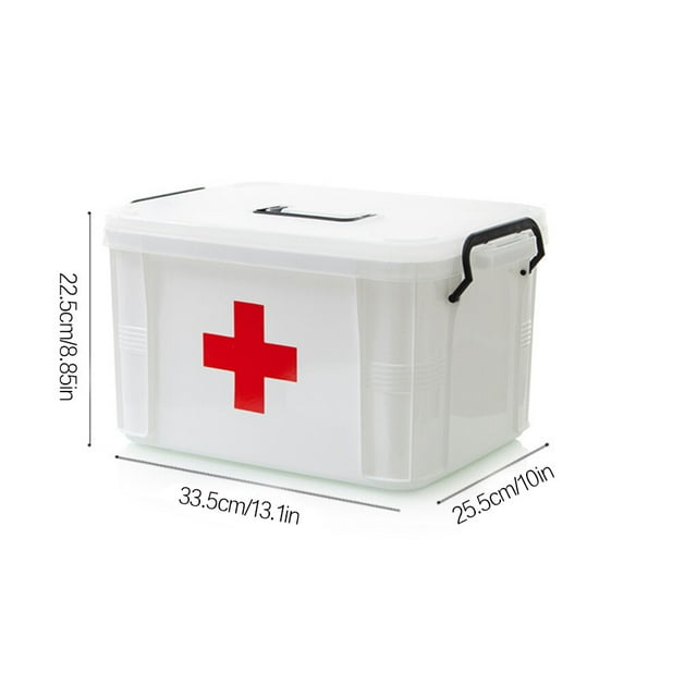 Household First Aid Box Multiple-layer Indoor Outdoor portable first aid case Portable Bandage portable first Prep Pads Storage Organizer Case, L