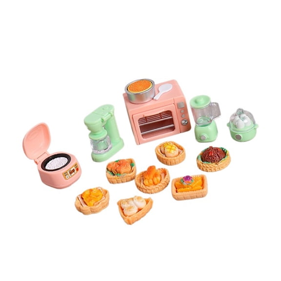 MANNYA Miniature Oven And Cooker Set For Doll House Pretend Cooking Toy With Realistic Detail Kitchen Scene Setting Props