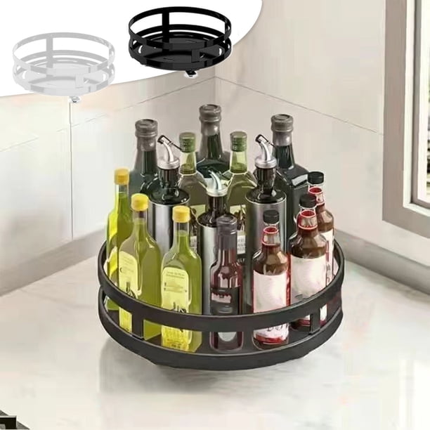 Estantería de especias giratoria de 360 grados • Organizador de encimera metálica • Estantería blanca de almacenamiento de 9,84x2,16 pulgadas • Suministros de cocina que ahorran espacio