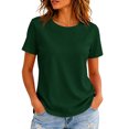 thumbnail image 3 of Hearthz Raglan Short Sleeve Shirt for Women Solid Color Basic Crewneck Shirts for Women Athletic Workout Plain Teacher Tops for Women, 3 of 6