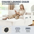 thumbnail image 3 of 66 Inch Chaise Lounge Chair for Indoor Use, Oversized Corduroy Upholstered Boneless Sofa Bed, Deep Seat Sleeper Couch, No Assembly Required，800lb Support white, 3 of 9