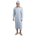 thumbnail image 4 of HULIJA Men's Henley Sleep Shirt Nightgown Striped Big&Tall Long Sleeve Nightshirt with Night Hat Type B L, 4 of 6
