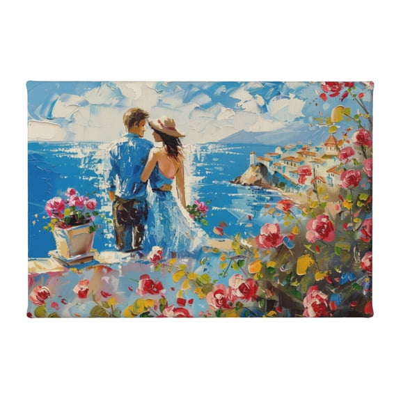 8x12 inch Bathroom Decor Rose Couples & Seas Painting Canvas Poster,Rustic Villa Bedroom,Study,Living Room,Bathroom Wall Art Poster Decor Paintings,Gift For Couples,Exquisite Couples Prints