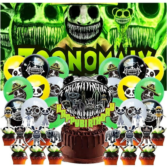 Zoonomaly Party Supplies Latex Balloons Decor Banner Backdrop Kit Birthday Decorations