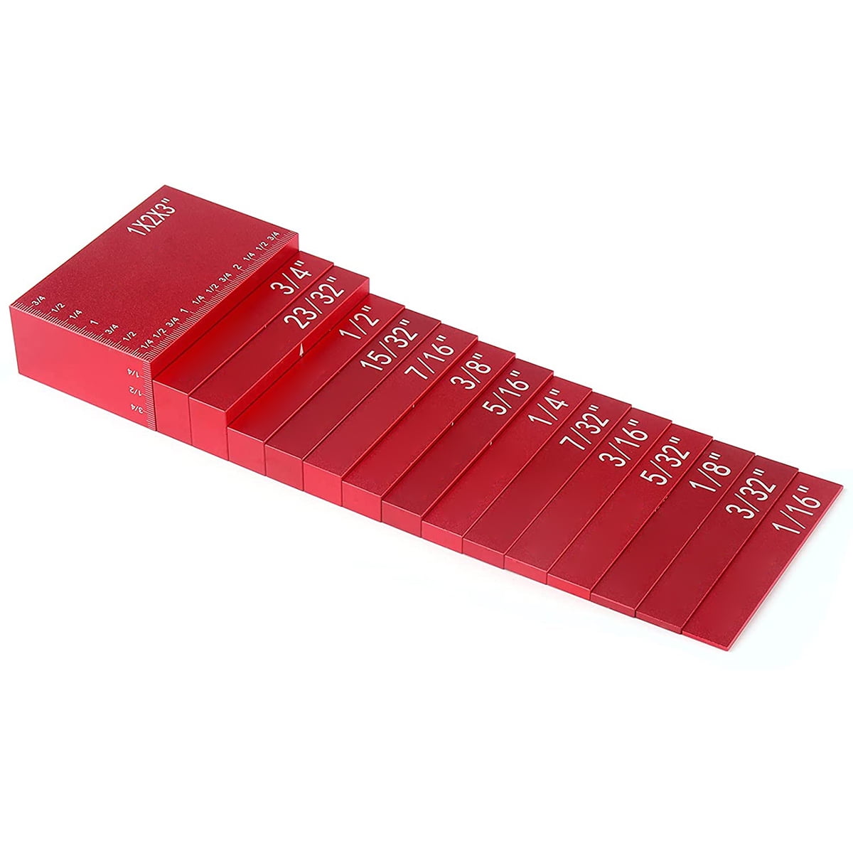 Precision Aluminum Setup Bars Include Laser Engraved Size Markings Red 15Pcs Setup Blocks Height Gauge Set 1/16 to 3/4 Precision Aluminum Setup Bars Include Laser Engraved Size Markings Red 15Pcs Setup Blocks Height Gauge Set 1/16 to 3/4