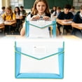thumbnail image 5 of 5 Pcs Transparent Mesh Document Folder, Button Closure File Organizer, Plastic Envelope Storage Bag for A4 Papers, 5 of 5