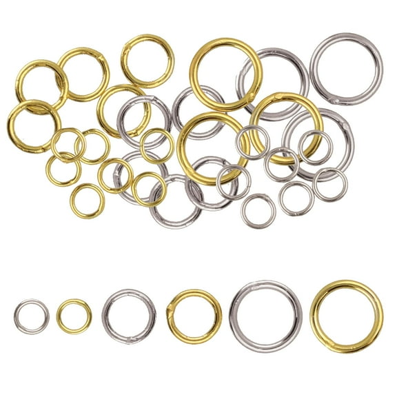 The Beadsmith Basic Elements Soldered Jump Ring Assortment – Mix Gold and Silver Plated: 4mm 8 pieces, 6mm 6 pieces, 8mm 4 pieces–  Findings for Making Keychains, Charms, Chain Mail and Body Jewelry