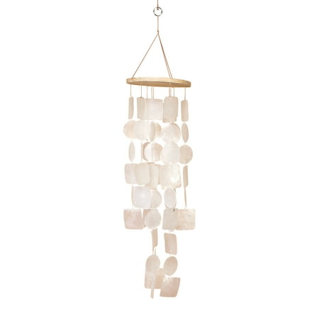 Beautiful Windchime Capiz Shell Wind Chime White 20h, 5.5w