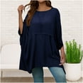 thumbnail image 2 of aidice Plus Size Womens Shirts Casual Round Neck Batwing Sleeve Comfy Irregularly Oversize Tee Shirts, 2 of 6