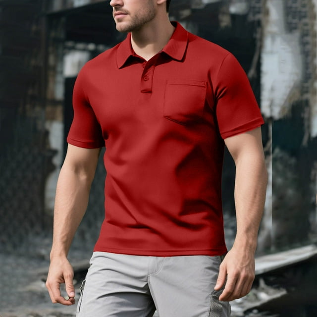 pstuiky camiseta de hombre, Camisetas para hombre, camisetas casuales básicas de cuello redondo, camisetas de manga corta con bolsillo, blusa de manga corta con cuello vuelto l