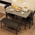 thumbnail image 3 of FOLDLIFE Dining Table Set for 4, Kitchen Table with Upholstered Bench and 2 Chairs, Kitchen Table and Chairs Set, Grey, 3 of 7