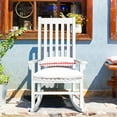 thumbnail image 4 of LDAILY Moccha Outdoor Rocking Chair, Acacia Wood Frame, Porch Rocker for Garden, Lawn, Balcony, Backyard and Patio (1, White), 4 of 7