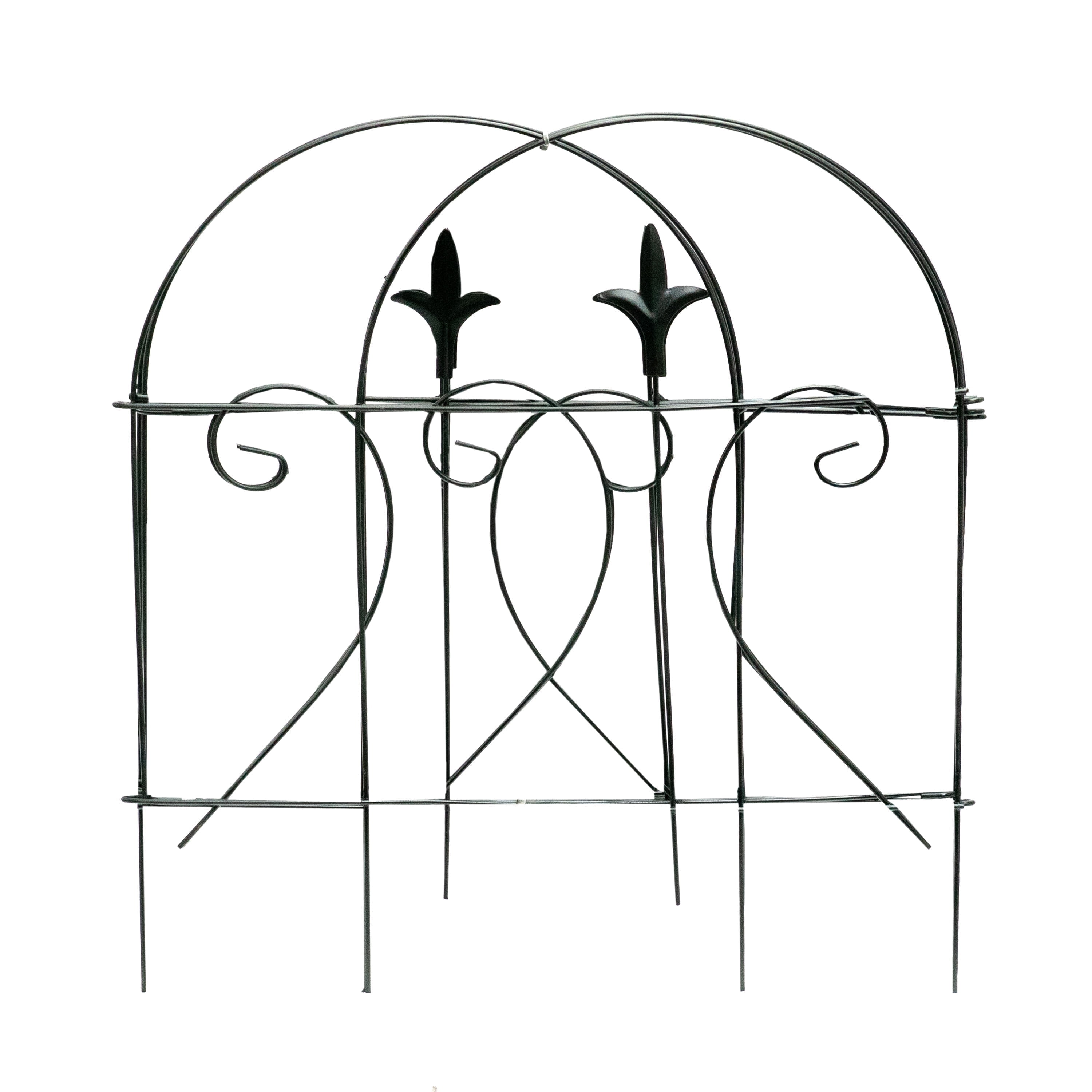 Glamos Wire 18 inch Folding Round Top Finial Decorative Fence Metal Half-Swirl 2 Pack 16 feet Total