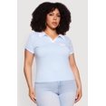 thumbnail image 2 of Women's Plus Size Contrast Trim New York 1983 Graphic Polo Top, 2 of 4