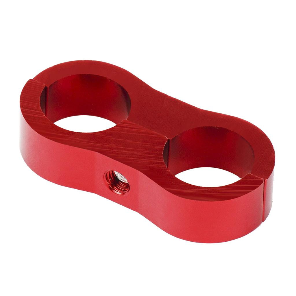AN6 Hose Separator Aluminum Clamp red Fuel Line Fitting Adapter Mounting Clamps Great for 3/8 oil water Hose pipe Fitting Bracket for Fuel/Oil/Brake/Gas Line 