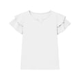 thumbnail image 6 of HAiming Girls Tops Ruffle Short Sleeve Tiered Tee Solid Color Loose Casual Trendy T Shirts Summer Beach Vacation Workout Kids Tops, 6 of 7