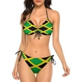 thumbnail image 1 of NICKSUN Women's Jamaica Flag Print Bikini Set, 2 Piece Swimsuits String Halter Triangle Bathing Suits, 1 of 6