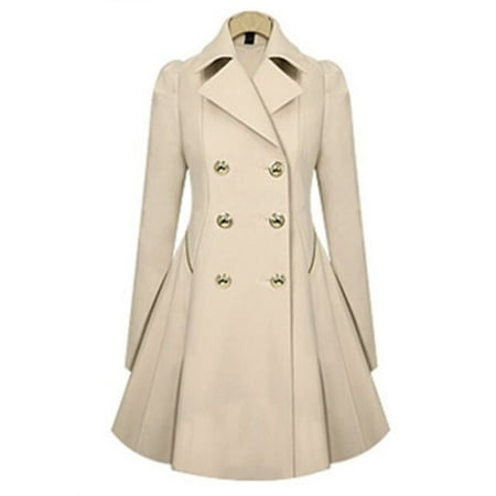 Tommy Winter Coats For Women Women Lapel Winter Warm Long Parka Coat Trench Outwear Jacket Long Sleeve Overcoat Double Breasted Suit ()