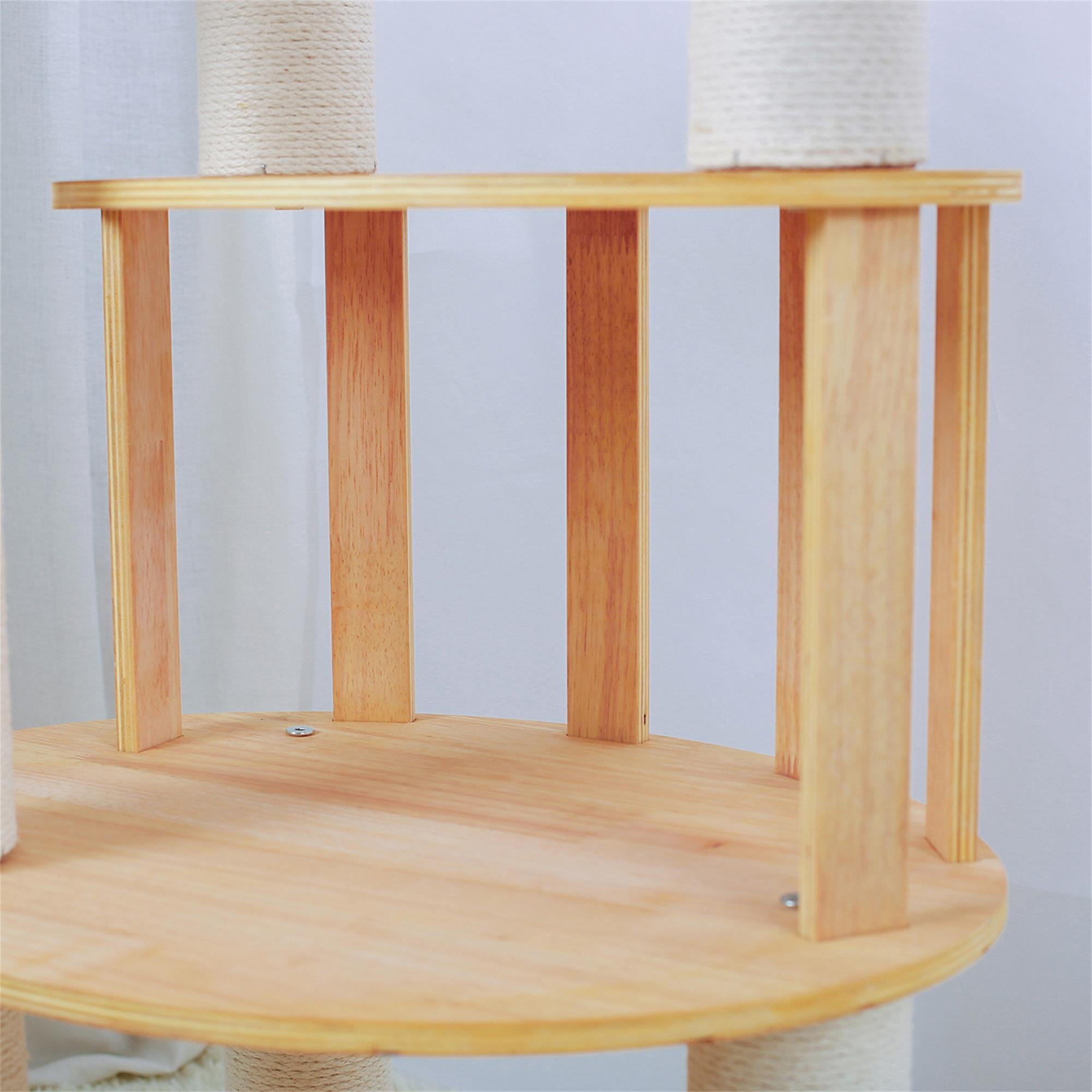 Pefilos 46" Modern Wooden Cat Tree Tower for Indoor Cats, Multi-Level Sturdy Cat Tree Play House Condo with Space Capsule, Beige Pefilos 46" Modern Wooden Cat Tree Tower for Indoor Cats, Multi-Level Sturdy Cat Tree Play House Condo with Space Capsule, Beige