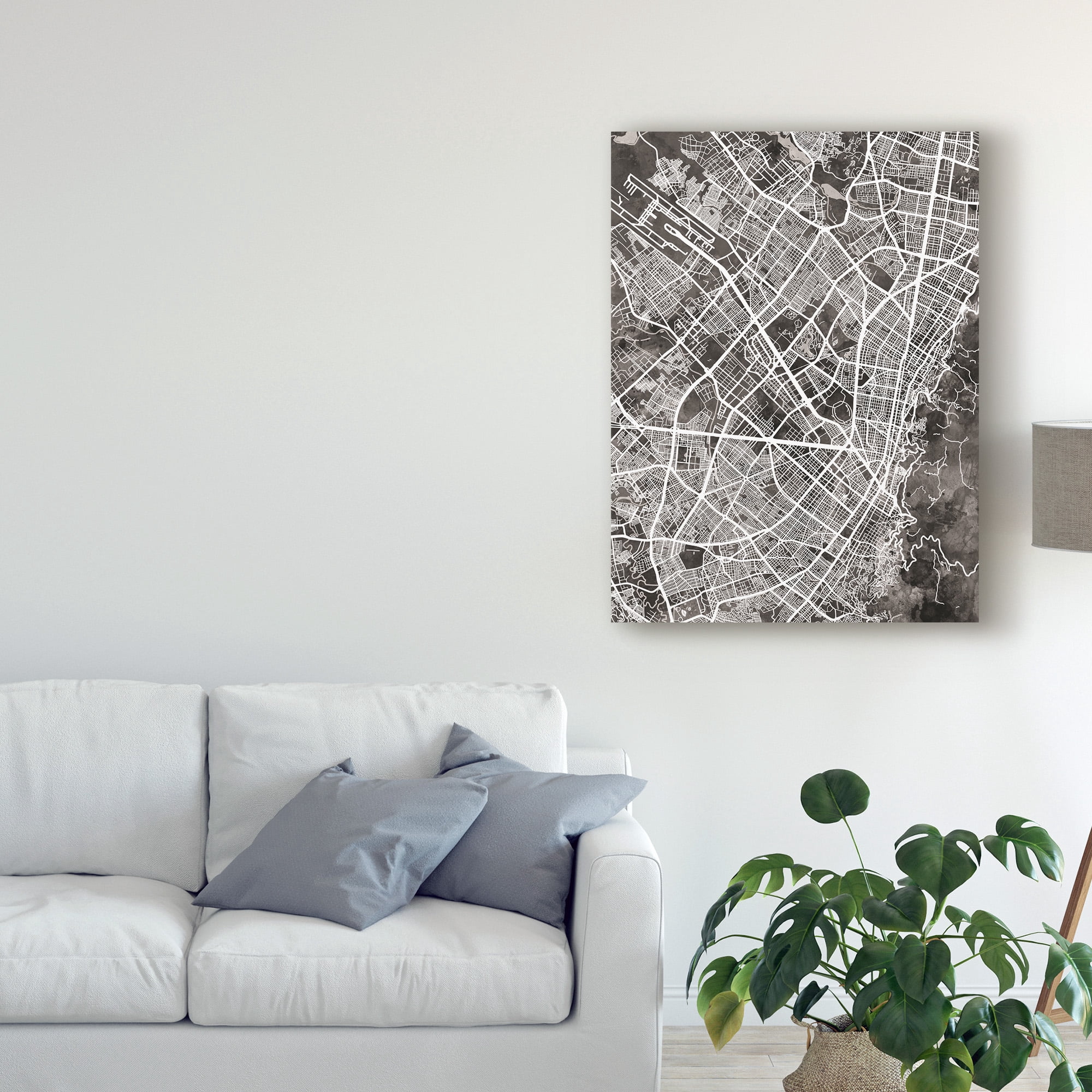 Trademark Fine Art 'Bogota Colombia City Map Black' Canvas Art by Michael Tompsett