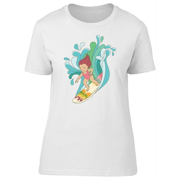 Cute Colorful Surfer Girl T-Shirt Women -Image by Shutterstock, Female Small