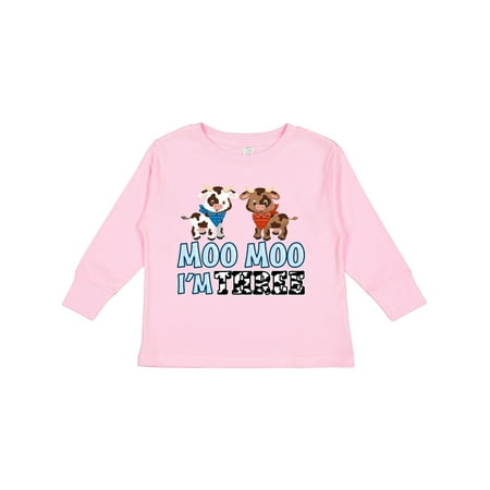 

Inktastic Moo Moo I m 3 with Cute Holstein Cows Gift Toddler Boy or Toddler Girl Long Sleeve T-Shirt