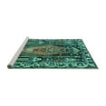 thumbnail image 2 of Ahgly Company Machine Washable Indoor Rectangle Medallion Turquoise Blue Traditional Area Rugs, 2' x 5', 2 of 4