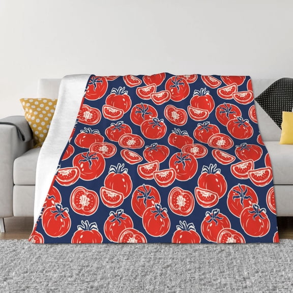 Rateoe Hand Drawn Tomatoes Pattern Flannel Throw Blanket, Ultra-soft Blanket for Bed, Couch, Car, Hypoallergenic Anti-pilling blanket-40"x30"(Horizontal)