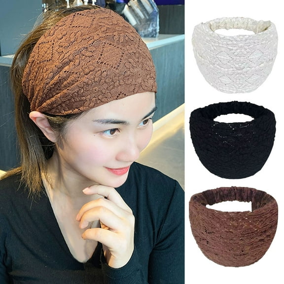 Skymirror Floral Print Solid Color Double Layer Wide Headband Women Wide Hollow Makeup Headband Hair Accessories