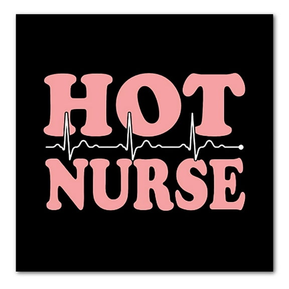 DistinctInk Custom Bumper Sticker - 4" x 4" Decorative Decal - Black Background - Hot Nurse