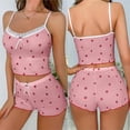 thumbnail image 4 of CONROSES Womens 2 Peice Pajama Sets Casual Strawberry Graphic Sleeveless Camisole Tops Shorts Loungewear Sets Cozy Nightwear Sleepwear, 4 of 9