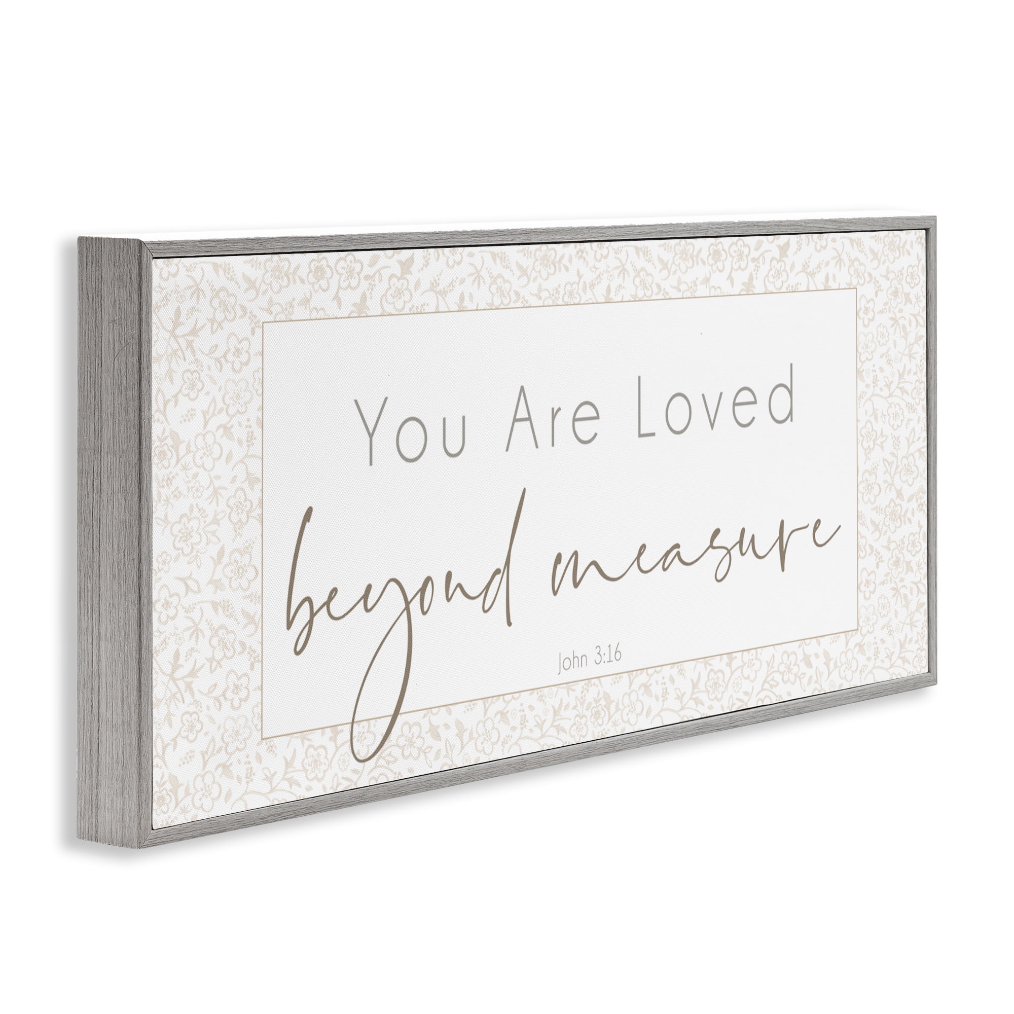Stupell Industries Minimal Loved Beyond Measure Gray Framed Giclee Art, design by Janice Gaynor