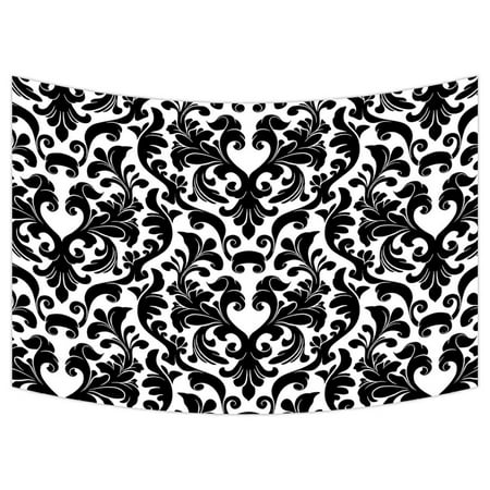 Damask Wall Hanging ZKGK Damask Pattern Tapestry Wall Hanging Wall Decor Art for Living Room Bedroom Dorm Cotton Linen Decoration 90x60 Inches ()