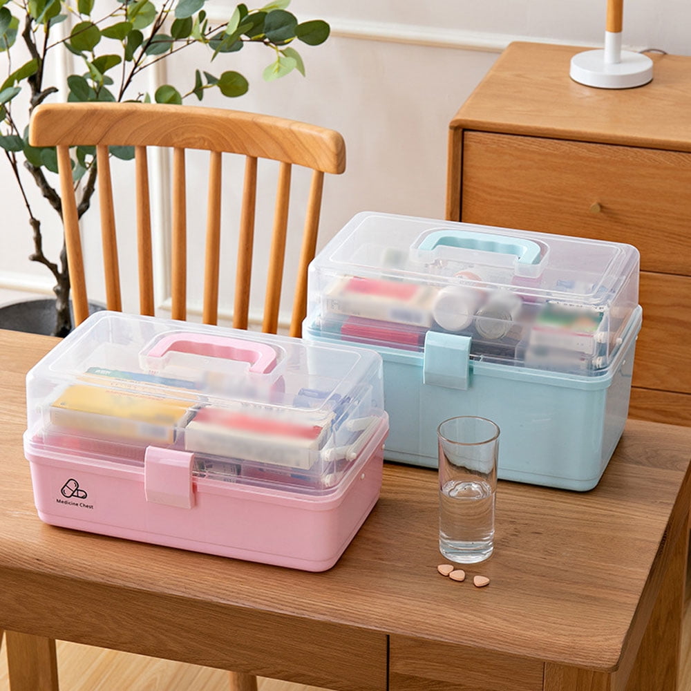 3 Layers Portable Organizer First Aid Kit Plastic Waterproof Medicine Cabinet Storage Box Plastic Storage Container, Size: A8, Gray
