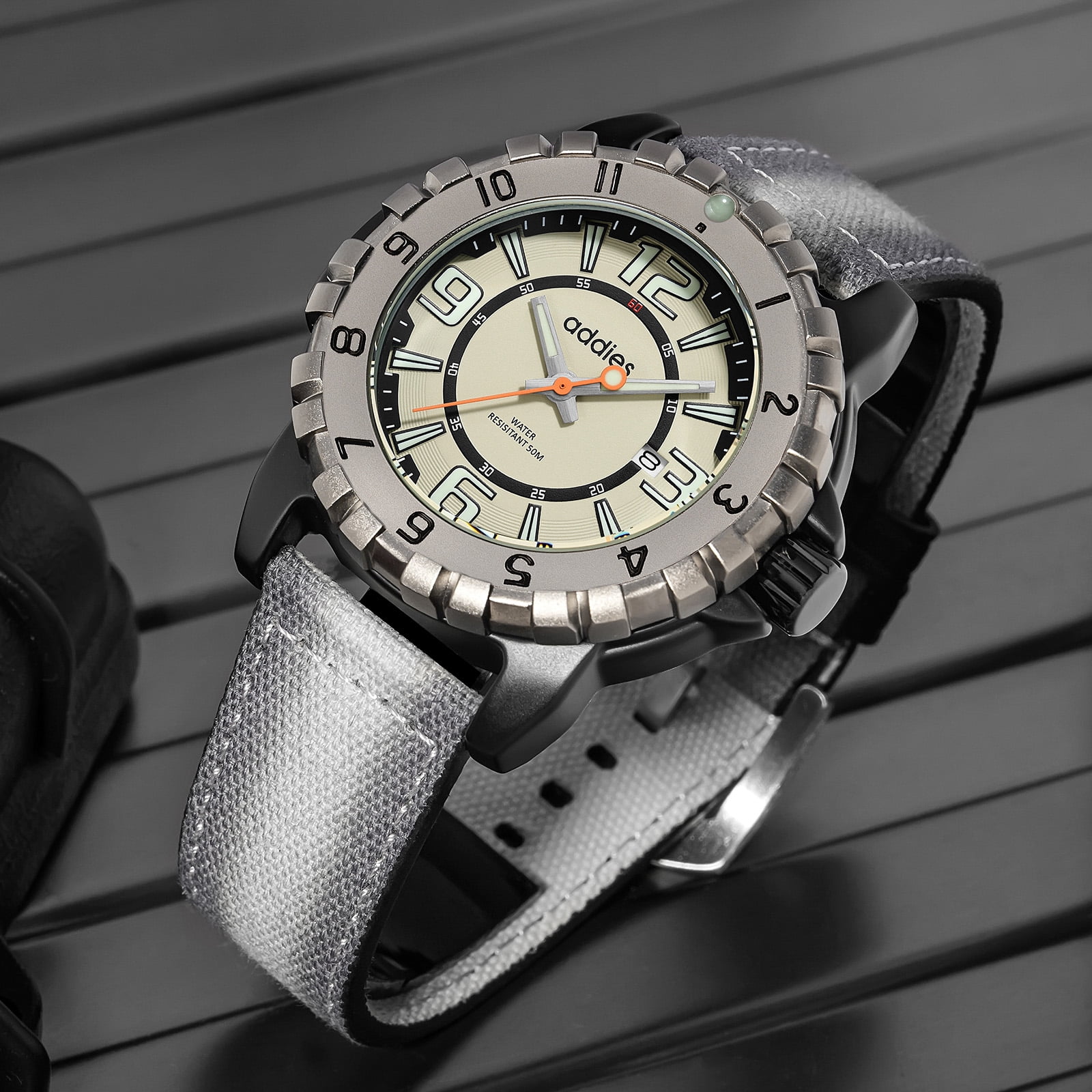ADDIES Men's Analog Quartz Watch 50M Water Resistant Luminous Dive Style Sport Watch for Outdoor, Swimming, Daily Use