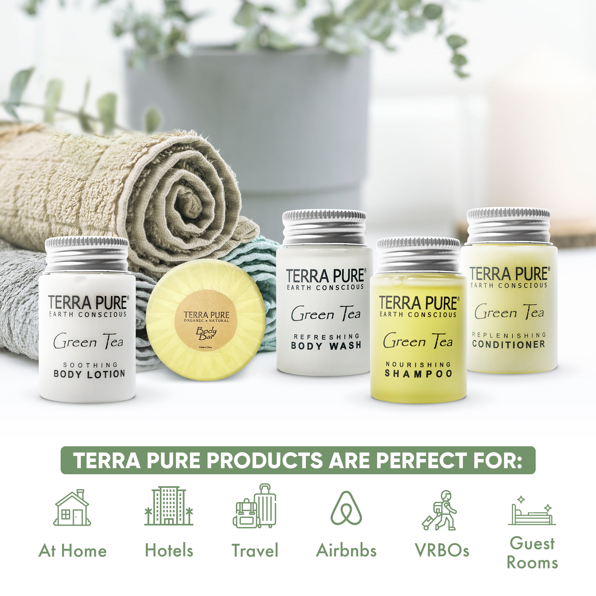 Terra Pure Personal Care Travel Size Toiletries | 1-Shoppe All-In-Kit Hotel Amenities Bulk | Travel Shaving Set, Toothbrush & Paste, Mouthwash, Makeup