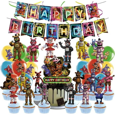 Five Nights at Freddy's Characters Birthday Cake Topper, by KEQI (24 Count)