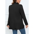 thumbnail image 4 of Solid Color Ruffle Trim Contrast Button Classic Coat for Women Black Small, 4 of 5