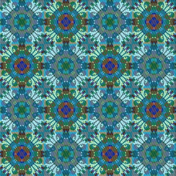 Ahgly Company Machine Washable Indoor Square Transitional Blue Jay Blue Area Rugs, 7' Square