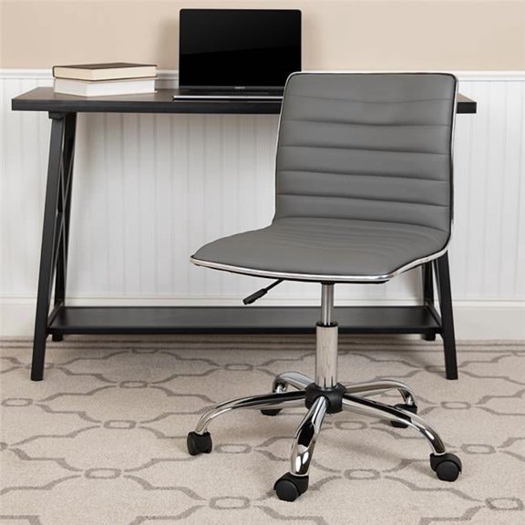 Low Back Armless Swivel Office Chair - Light Gray - Contemporary Design