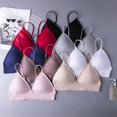 thumbnail image 3 of Sujetador de copa triangular con escote en V profundo sin costuras con tirantes finos y respaldo elástico alto para mujer, ropa interior de yoga informal, 3 of 6