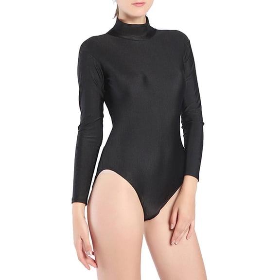 Wxqbjtam From 1 pc for women long sleeve high neck zipped back leotards for gymnastics or M